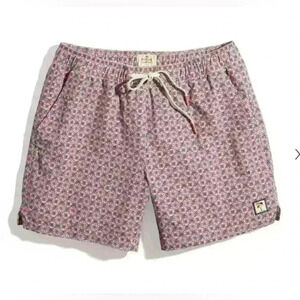 Marine Layer 5” Swim Trunks Faded Rose Geo Print Size 2XL NWT